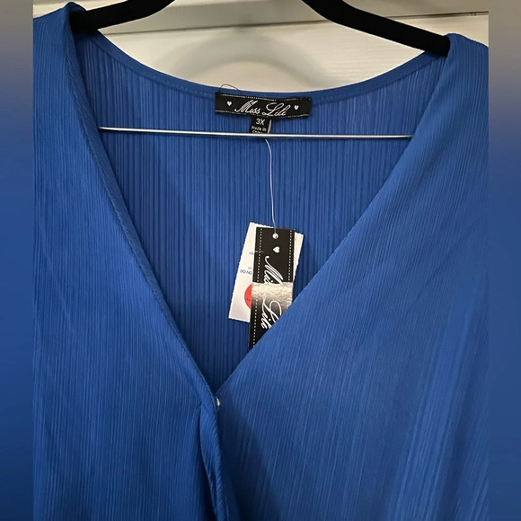 Miss Lili Blue Blouse - Size 3X- NWT - Picture 2 of 4